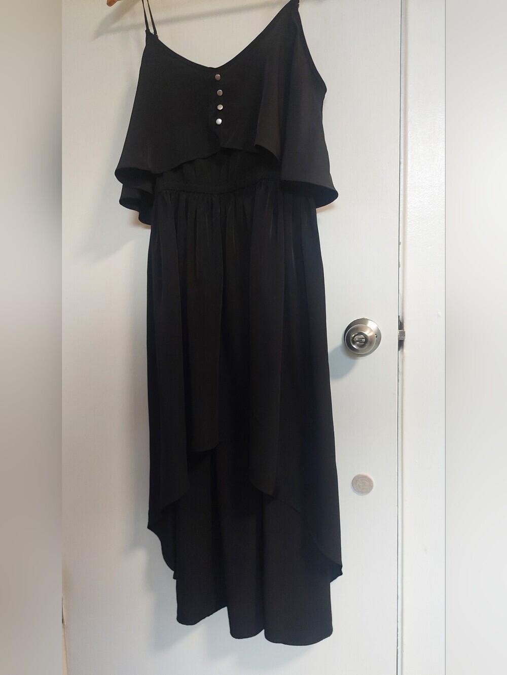 Newport News Black High-Low Spaghetti Strap Dress
